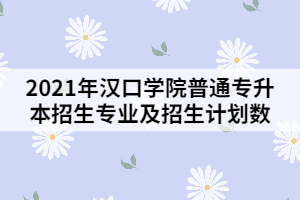 2021年漢口學(xué)院普通專升本招生專業(yè)及招生計(jì)劃數(shù)