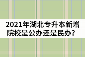 2021年湖北專升本新增院校是那兩所？是公辦還是民辦？