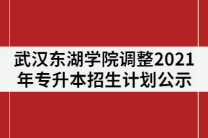武漢東湖學院發(fā)布關(guān)于調(diào)整2021年普通專升本招生計劃的公示