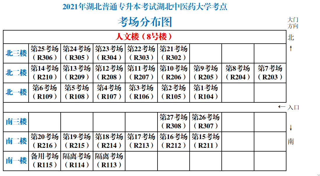 圖3 考點(diǎn)樓棟(人文樓/8號(hào)樓)考場(chǎng)分布圖