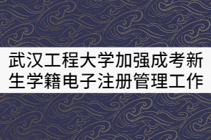 武漢工程大學關(guān)于加強成考新生學籍電子注冊管理的工作辦法