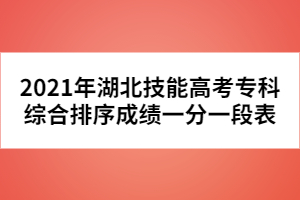 2021年湖北技能高考?？凭C合排序成績一分一段表