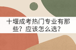 十堰成考熱門專業(yè)有那些？應(yīng)該怎么選？