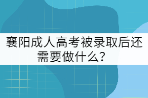 襄陽成人高考被錄取后還需要做什么？