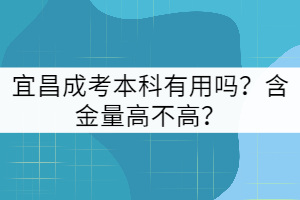 宜昌成考本科有用嗎？含金量高不高？
