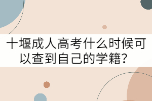 十堰成人高考什么時(shí)候可以查到自己的學(xué)籍?