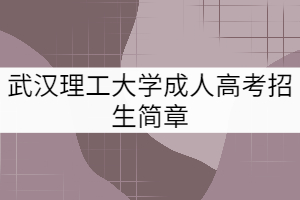 武漢理工大學成教招生簡章
