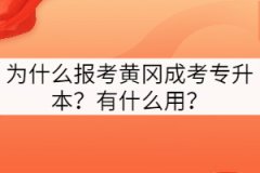 為什么報考黃岡成考專升本？有什么用？