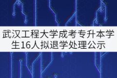 武漢工程大學(xué)成考專升本前置?？茖W(xué)歷資格清查學(xué)生16人擬退學(xué)處理公示