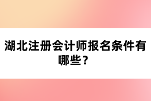 湖北注冊會計師報名條件有哪些？