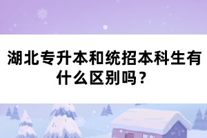 湖北專升本和統(tǒng)招本科生有什么區(qū)別嗎？