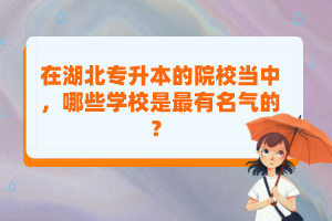 在湖北專升本的院校當(dāng)中，哪些學(xué)校是最有名氣的？