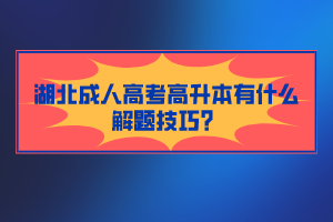 湖北成人高考高升本有什么解題技巧？