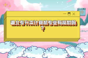 湖北專(zhuān)升本計(jì)算機(jī)專(zhuān)業(yè)有高數(shù)嗎？