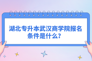 湖北專升本武漢商學(xué)院報名條件是什么？