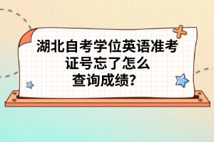湖北自考學(xué)位英語準(zhǔn)考證號忘了怎么查詢成績？