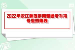 2022年漢江師范學(xué)院普通專升本專業(yè)對照表