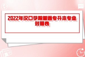 2022年漢口學院普通專升本專業(yè)對照表