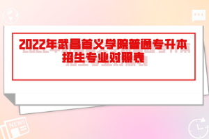 2022年武昌首義學(xué)院普通專升本招生專業(yè)對照表