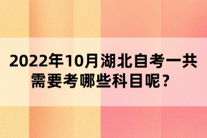 2022年10月湖北自考一共需要考哪些科目呢？