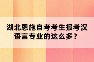 湖北恩施自考考生報考漢語言專業(yè)的這么多？