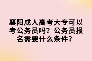 襄陽成人高考大專可以考公務員嗎？公務員報名需要什么條件？